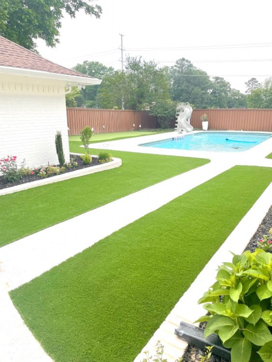 astro turf in backyard